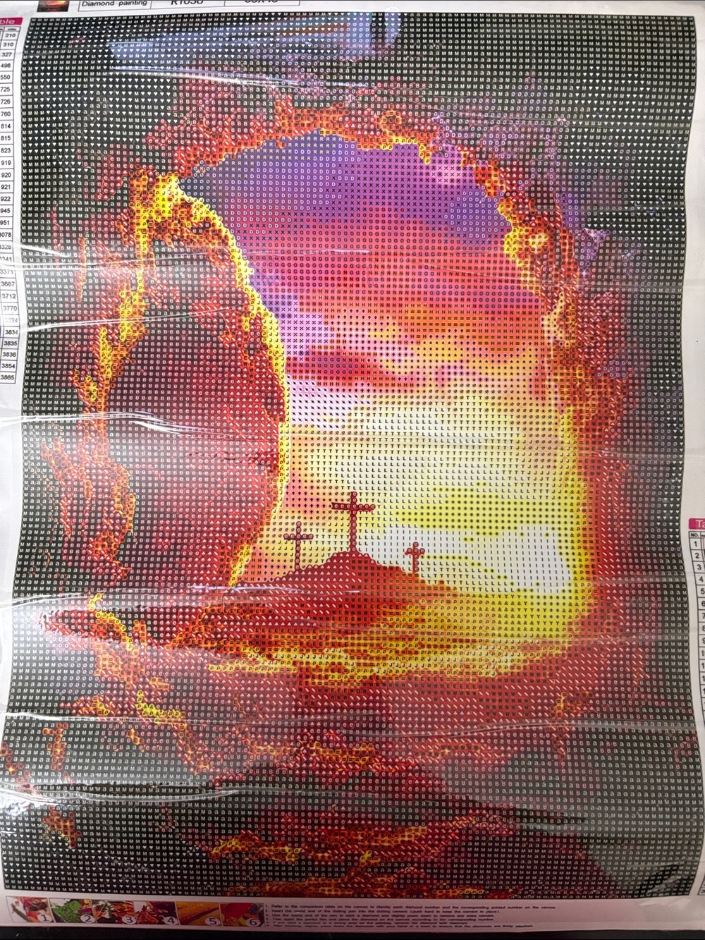 Sunset Crosses diamond art Canvas Art Print in Red and Yellow